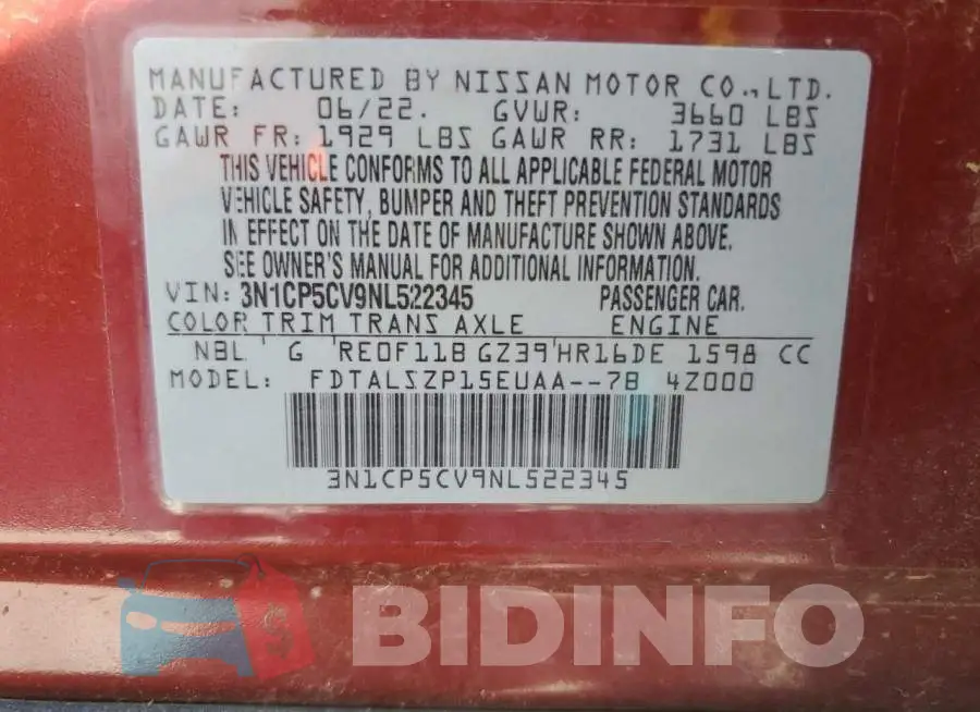 3N1CP5CV9NL522345 Photo# 12