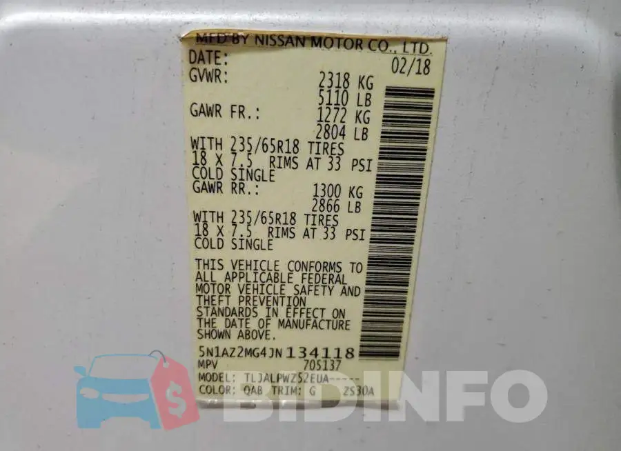 5N1AZ2MG4JN134118 Photo# 13