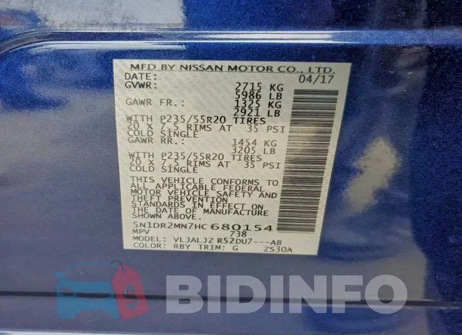 5N1DR2MN7HC680154 Photo# 13