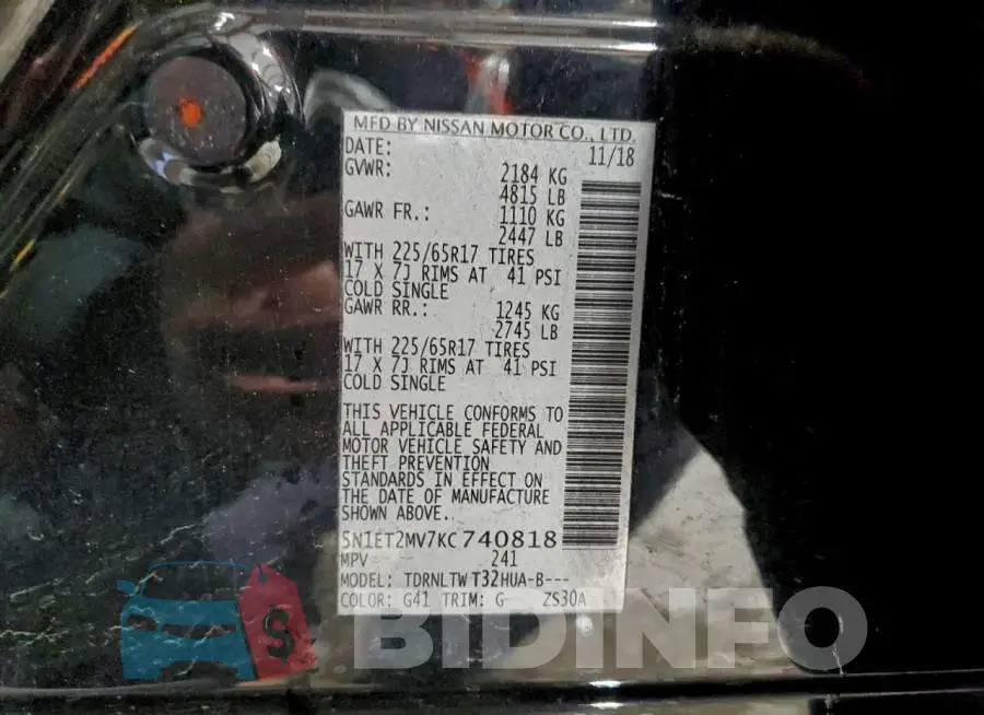 5N1ET2MV7KC740818 Photo# 13