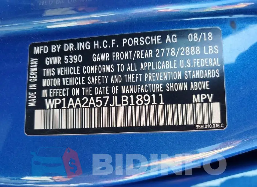 WP1AA2A57JLB18911 Photo# 13