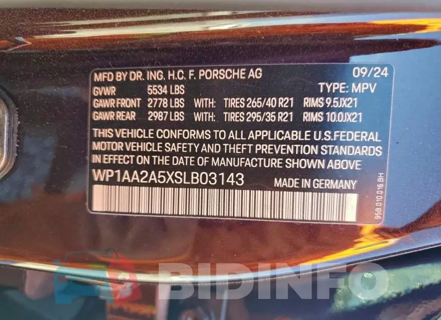 WP1AA2A5XSLB03143 Photo# 13