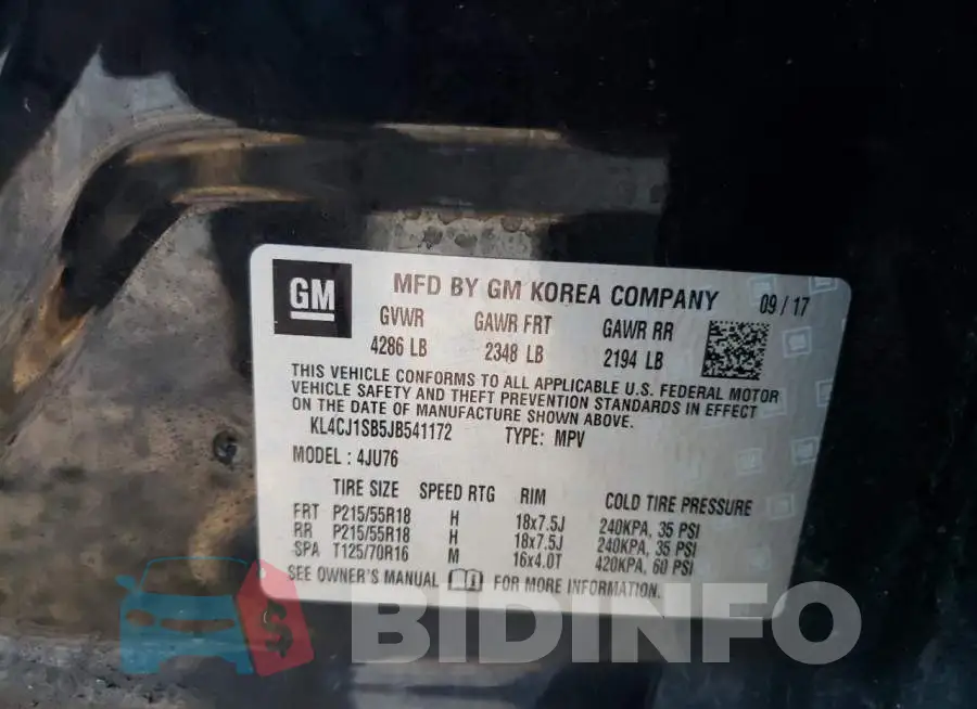 KL4CJ1SB5JB541172 Photo# 13