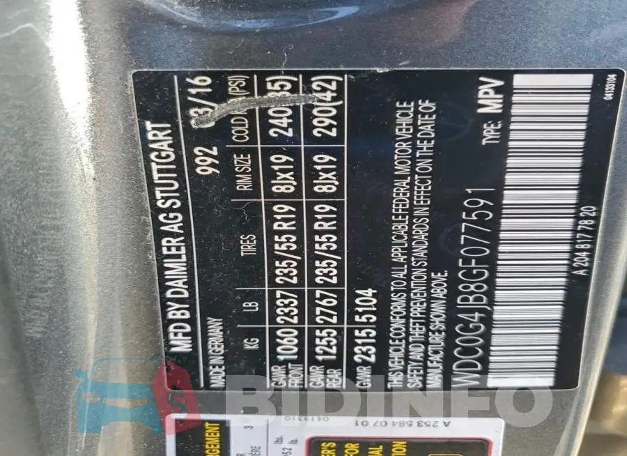 WDC0G4JB8GF077591 Photo# 12