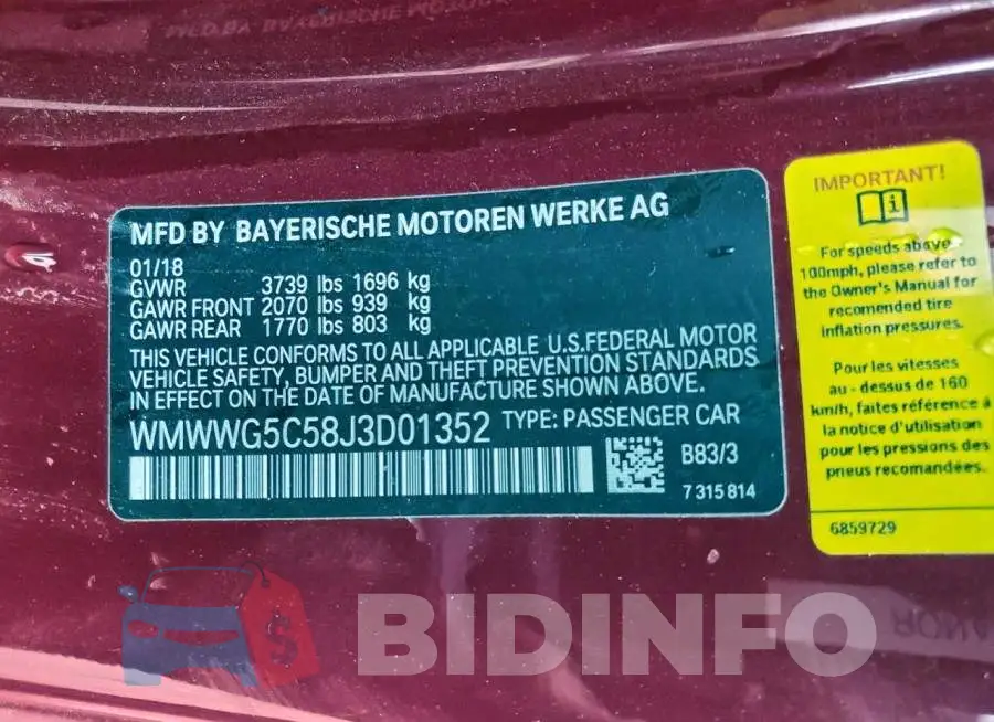 WMWWG5C58J3D01352 Photo# 12