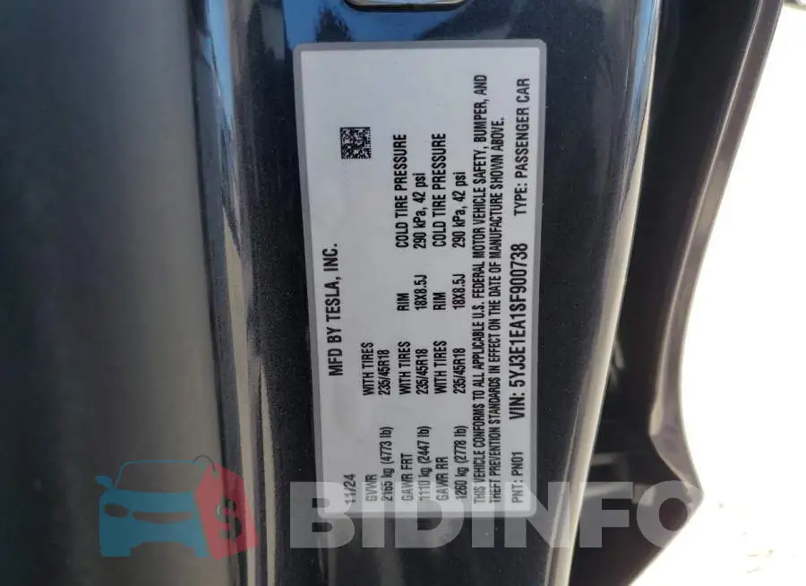 5YJ3E1EA1SF900738 Photo# 12
