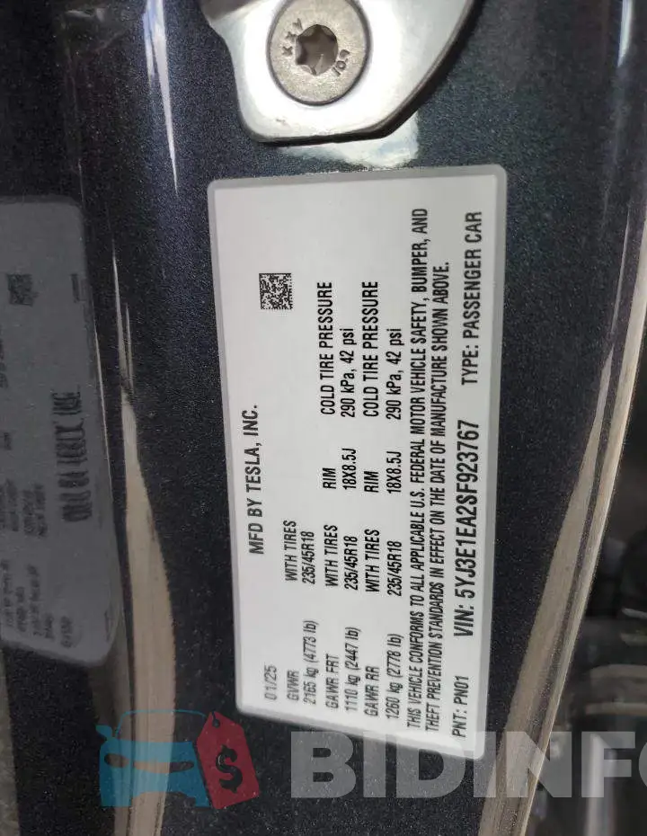 5YJ3E1EA2SF923767 Photo# 12