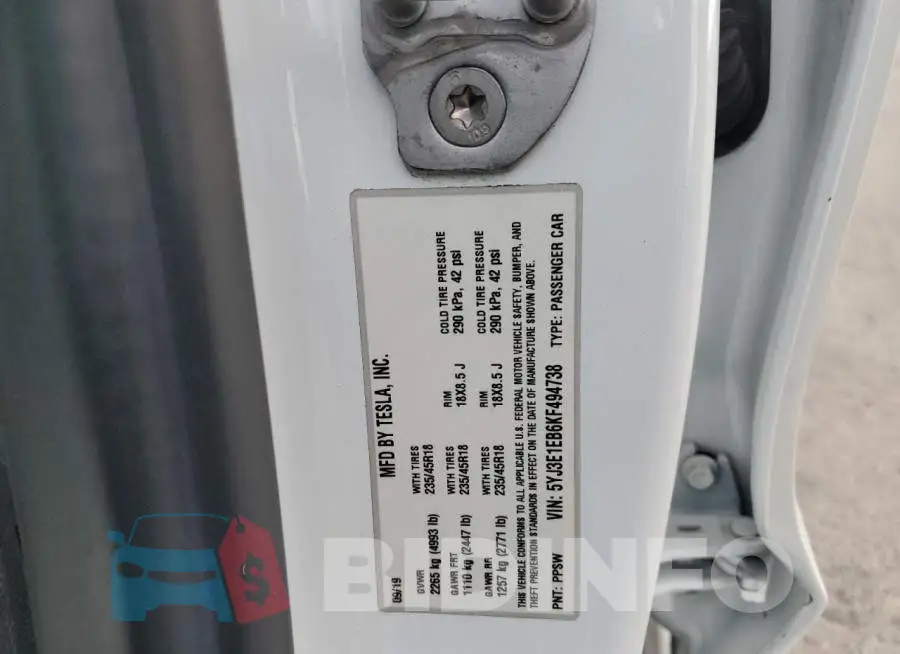 5YJ3E1EB6KF494738 Photo# 13