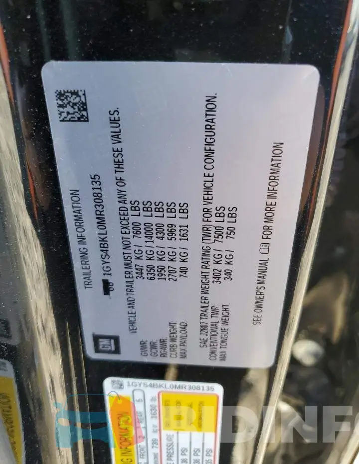 1GYS4BKL0MR308135 Photo# 13