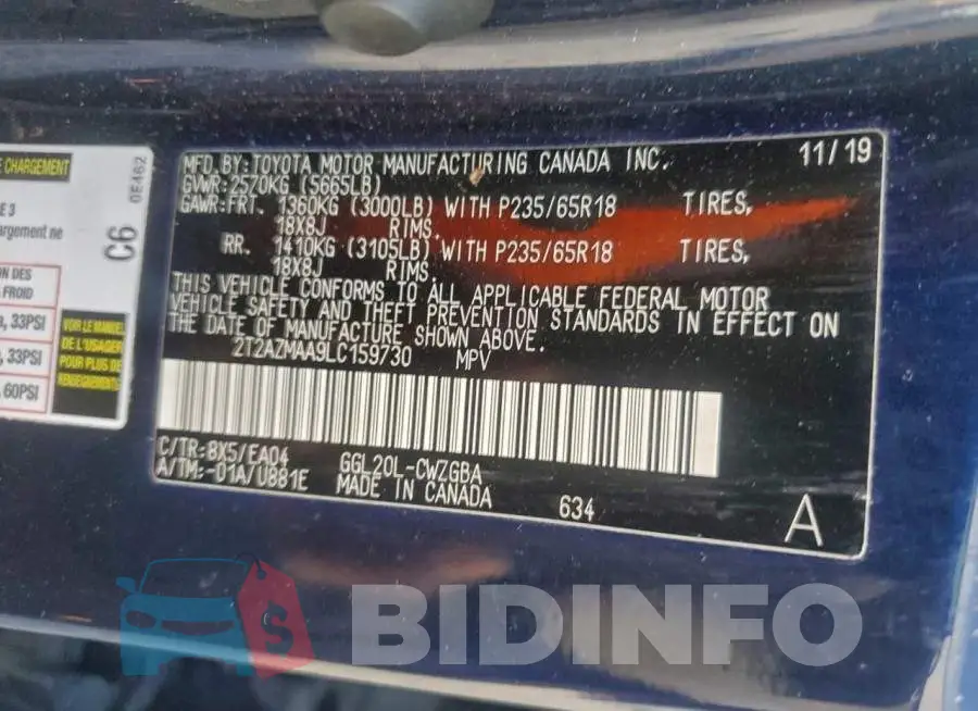 2T2AZMAA9LC159730 Photo# 13