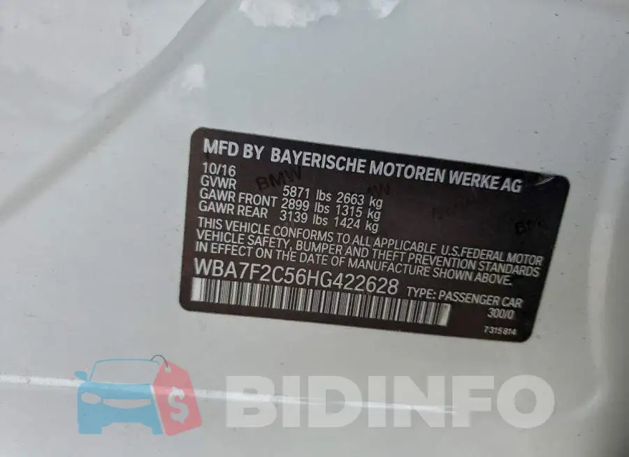 WBA7F2C56HG422628 Photo# 12