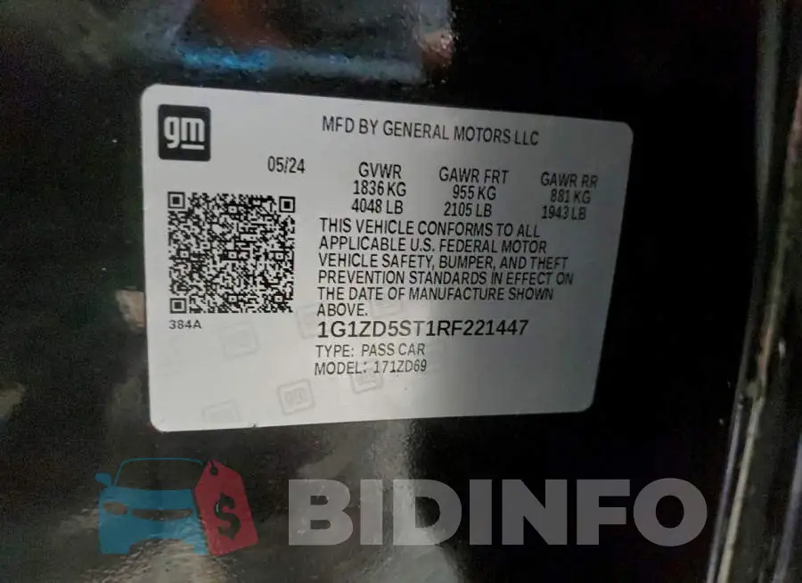 1G1ZD5ST1RF221447 Photo# 12