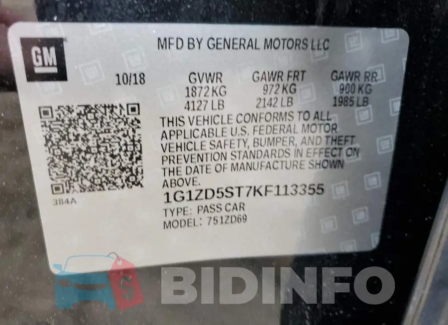 1G1ZD5ST7KF113355 Photo# 12