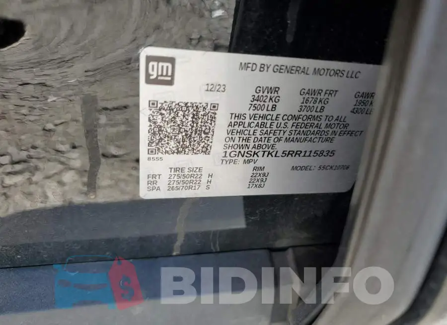 1GNSKTKL5RR115835 Photo# 12