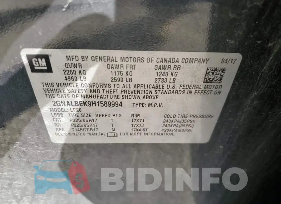 2GNALBEK9H1589994 Photo# 13