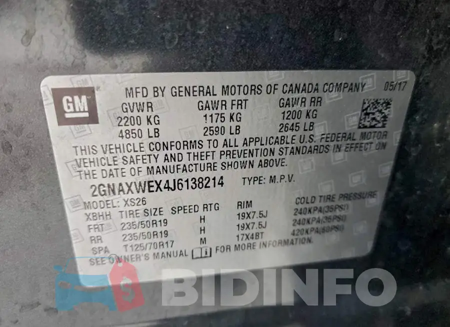 2GNAXWEX4J6138214 Photo# 14