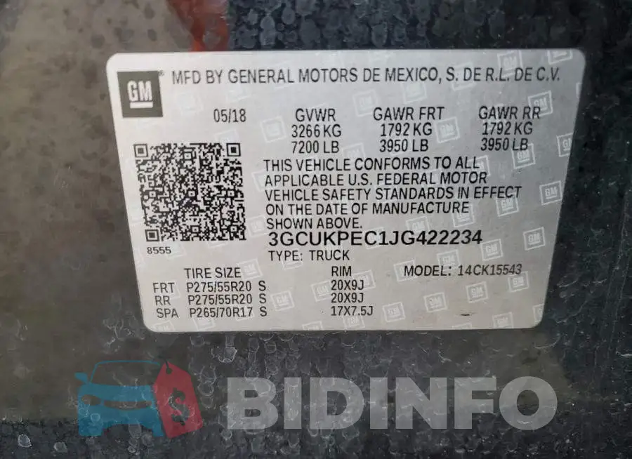 3GCUKPEC1JG422234 Photo# 13