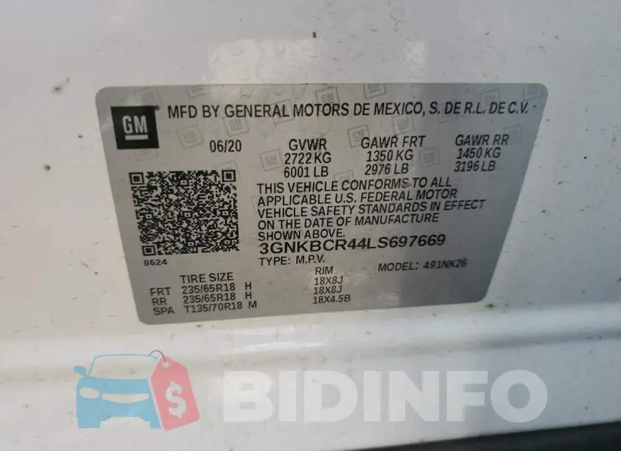 3GNKBCR44LS697669 Photo# 14