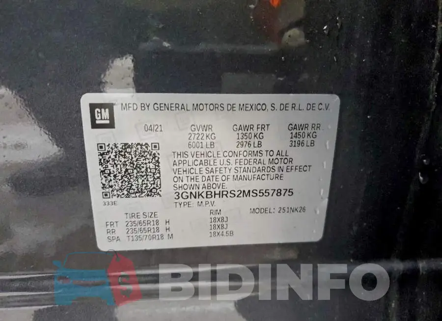 3GNKBHRS2MS557875 Photo# 13