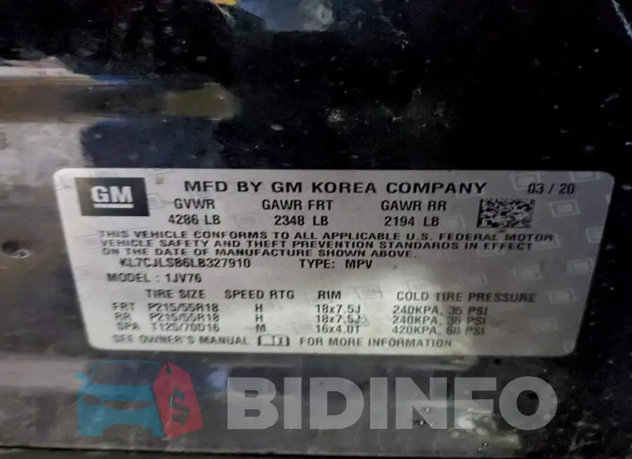 KL7CJLSB6LB327910 Photo# 13