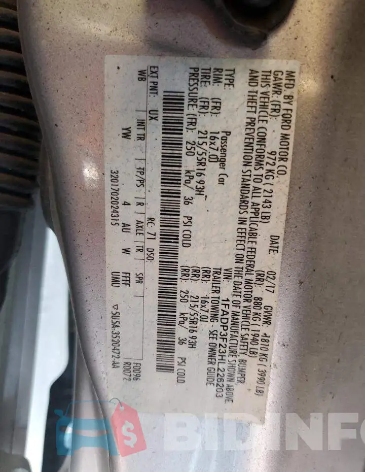 1FADP3F23HL226203 Photo# 13