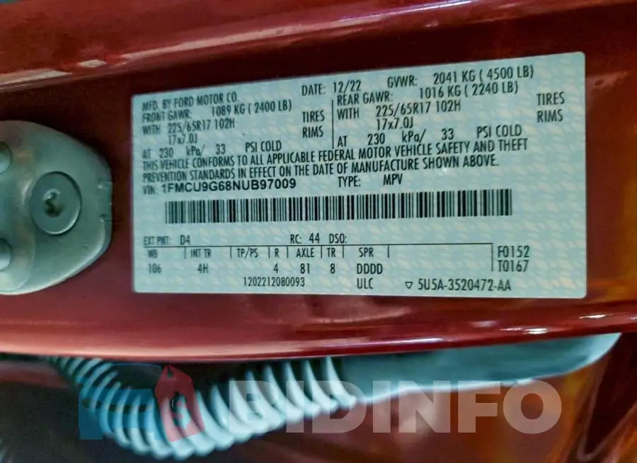 1FMCU9G68NUB97009 Photo# 13