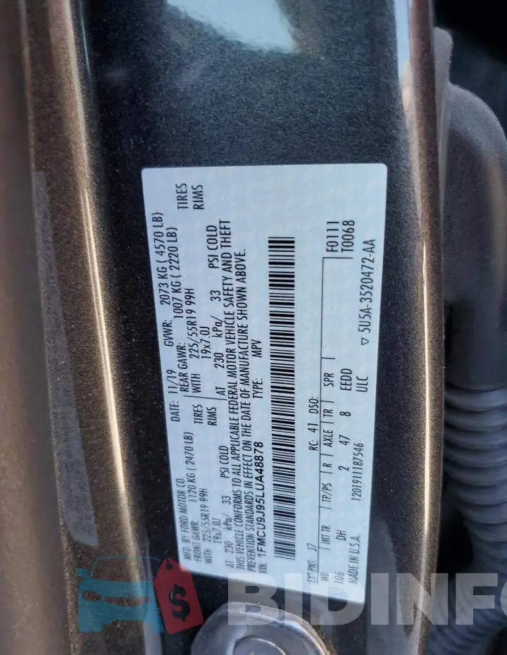 1FMCU9J95LUA48878 Photo# 13