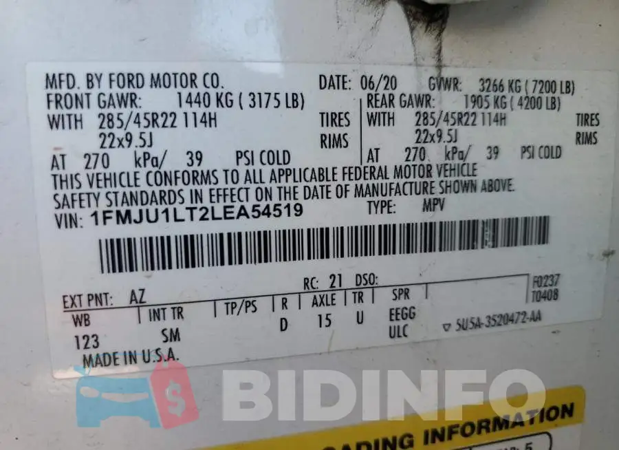 1FMJU1LT2LEA54519 Photo# 13