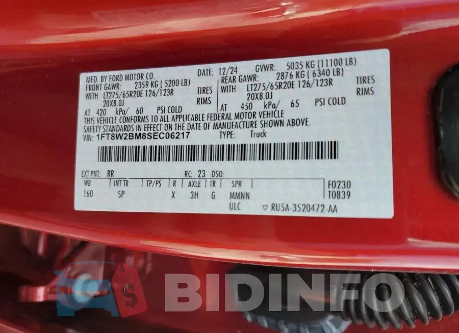 1FT8W2BM8SEC06217 Photo# 12