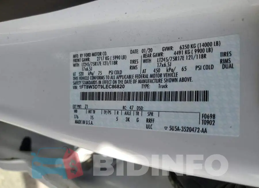 1FT8W3DT9LEC86820 Photo# 12