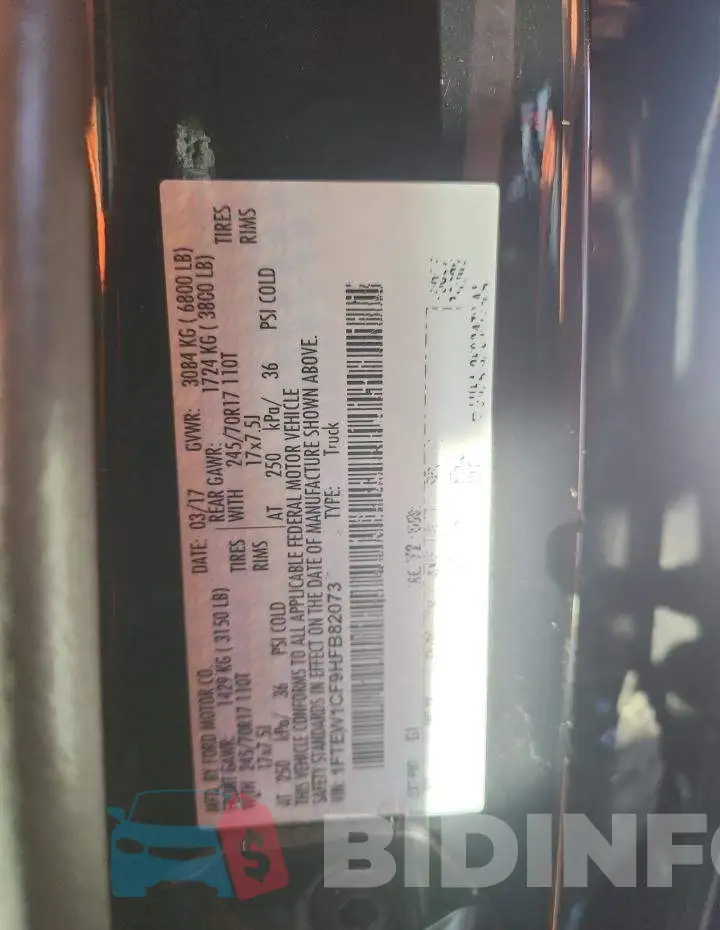 1FTEW1CF9HFB82073 Photo# 13