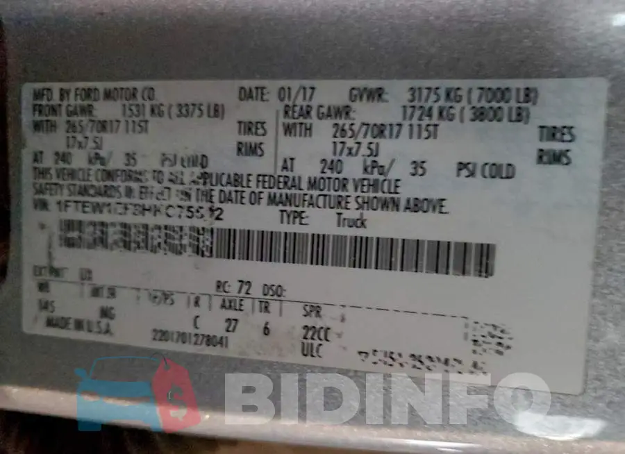 1FTEW1EF8HKC75512 Photo# 12