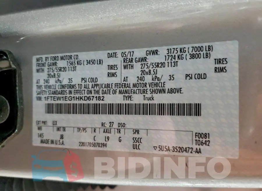 1FTEW1EG1HKD67182 Photo# 12