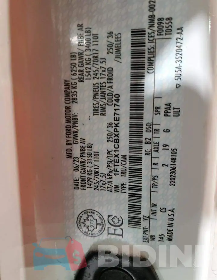 1FTEX1CBXPKE71740 Photo# 12
