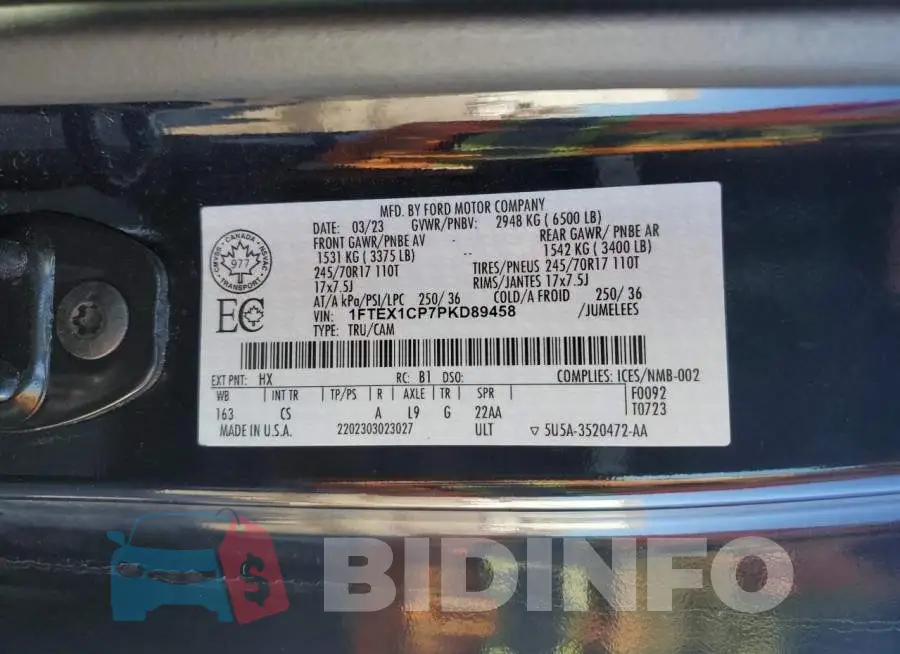 1FTEX1CP7PKD89458 Photo# 12