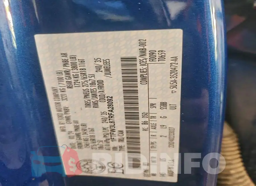 1FTFW3L87RFA28092 Photo# 12