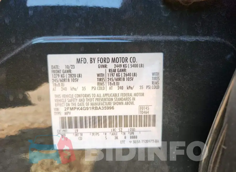 2FMPK4G91RBA35996 Photo# 13