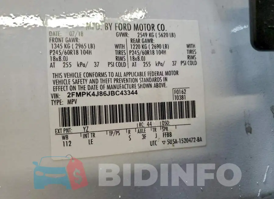 2FMPK4J86JBC43344 Photo# 13