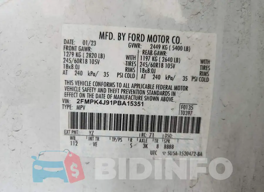 2FMPK4J91PBA15351 Photo# 13