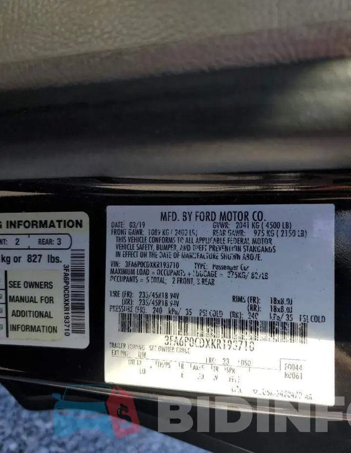 3FA6P0CDXKR193710 Photo# 12
