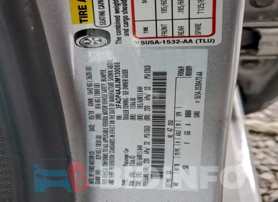 3FADP4AJ8JM130088 Photo# 12