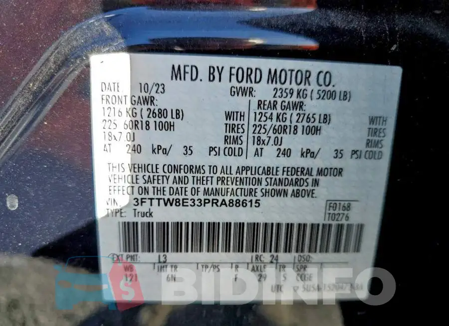 3FTTW8E33PRA88615 Photo# 12