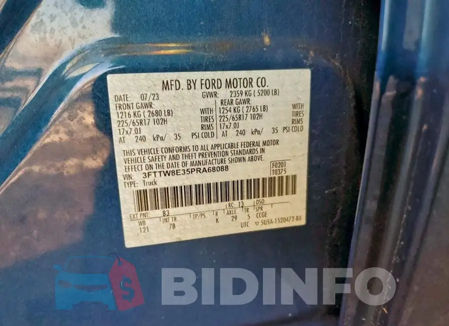 3FTTW8E35PRA68088 Photo# 12