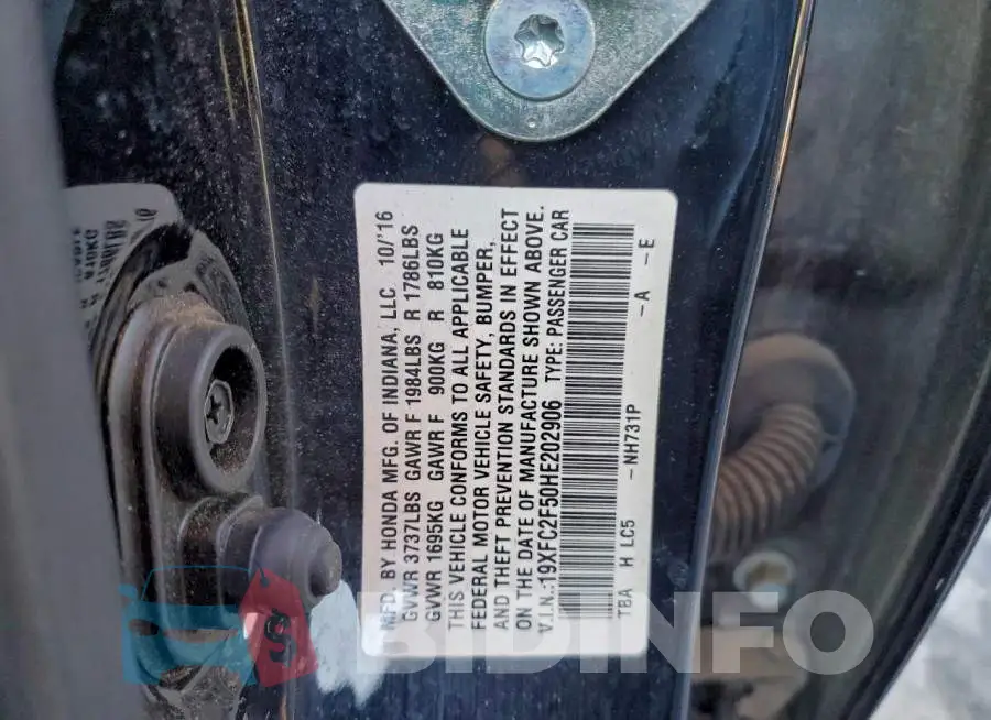 19XFC2F50HE202906 Photo# 12