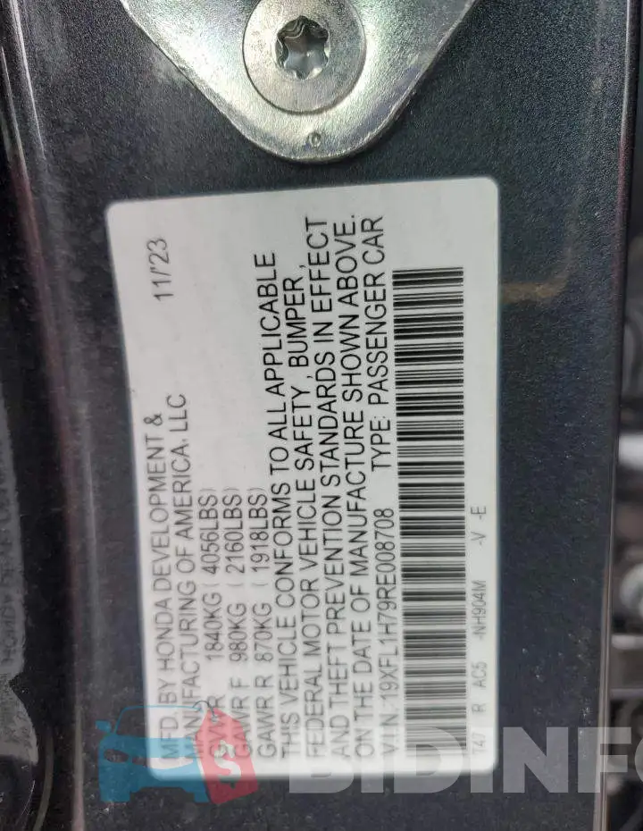 19XFL1H79RE008708 Photo# 12
