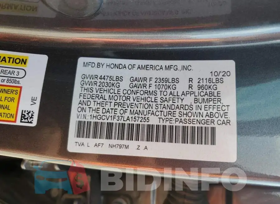 1HGCV1F37LA157255 Photo# 13