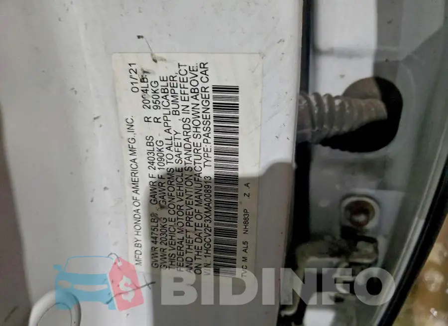 1HGCV2F3XMA008913 Photo# 12