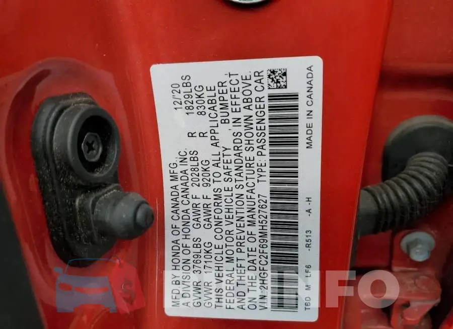 2HGFC2F69MH527627 Photo# 12
