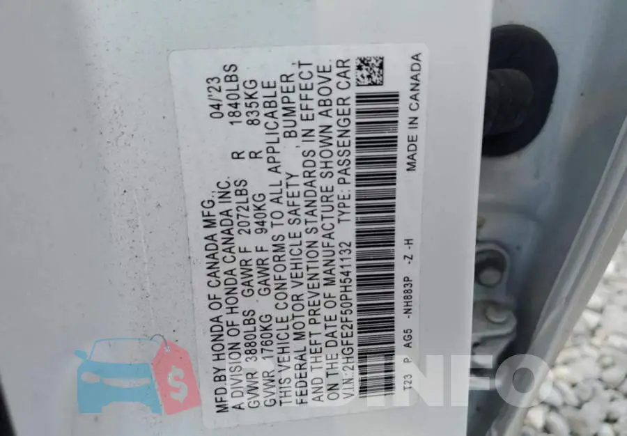2HGFE2F50PH541132 Photo# 10