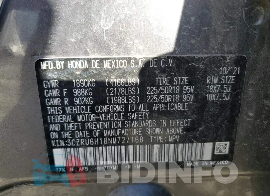 3CZRU6H18NM727168 Photo# 14